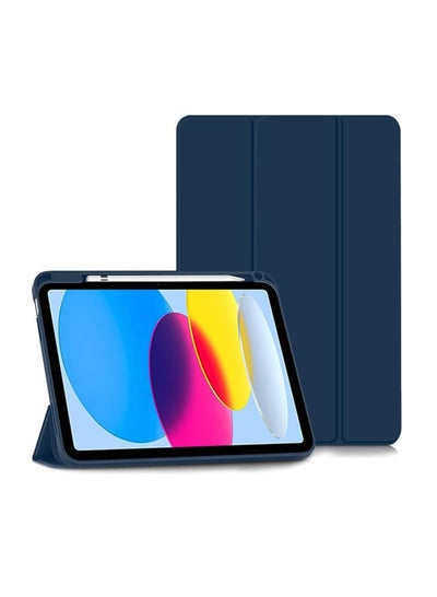 iPad 10th Generation Case 10.9 Inch 2022 Slim Tri-fold Stand Soft Back with Pencil Holder for iPad 10th Gen Support Touch ID Auto Sleep/Wake and Honeycomb Grid Cushion Design
