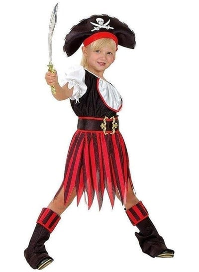 Brain Giggles Pirate Girl Costume Fancy Role Play Dress for Kids Girl Horror Themed Party Large