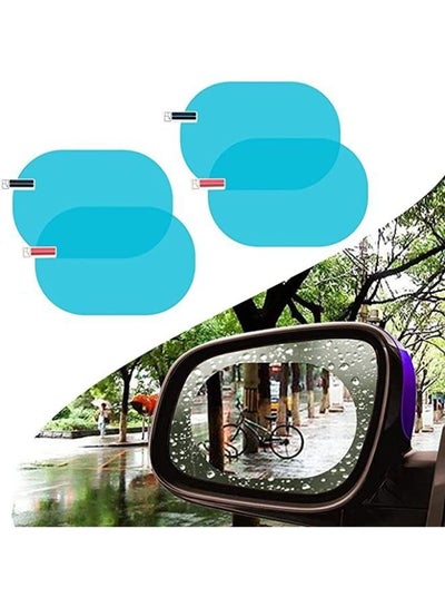 4Pieces Car Rearview Mirror Film, Rainproof Waterproof Anti Fog Mirror Film, Transparent HD Protective Sticker Universal for Car Windows, Rearview Mirrors