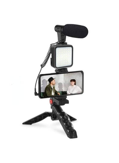 Smartphone & Camera Vlogging Studio Kits Video Shooting Photography Suit with Microphone LED Fill Light Mini Tripod