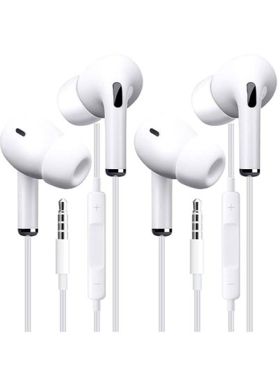 Earbuds, Wired Earbuds, High Definition Earphones, Noise Isolating in Ear Headphones, Deep Bass, Crystal Clear Sound, Compatible with iPhone, iPad, Samsung Smartphones and Tablets (2Pack White)