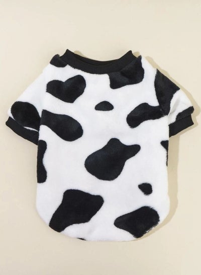 Plush pet cow pattern sweatshirt
