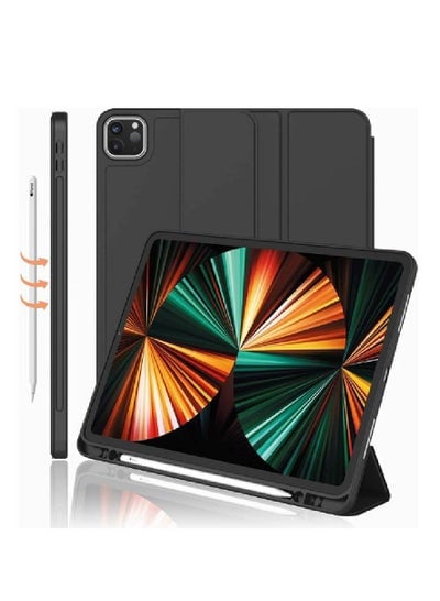 New iPad Pro 12.9 Case 2022(6th Gen)/2021(5th Gen) with Pencil Holder [Support iPad 2nd Pencil Charging/Pair],Trifold Stand Smart Case with Soft TPU Back