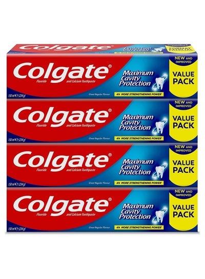 Maximum Cavity Protection Great Regular Flavour Toothpaste - 150Ml - 4 Pack