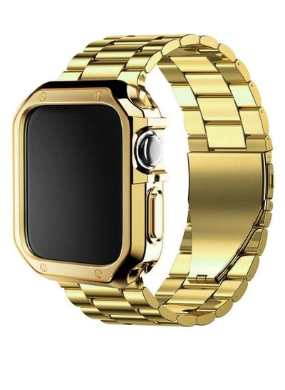Set of Stainless Steel iWatch Band Strap For Apple Watch Series 8 7 6 5 4 3 SE 45mm 44mm 42mm Gold