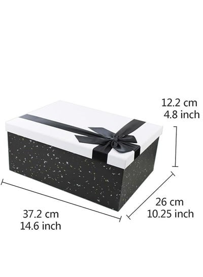 Paper Gift Box Set | 10Pcs Set Multiple Sizes | Ribbon Included  Perfect for Birthdays, Weddings - Black