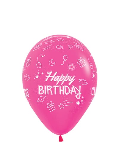 Sempertex 50 pcs,12'' Round Balloon, Neon Assorted, Happy Birthday, Latex Balloons