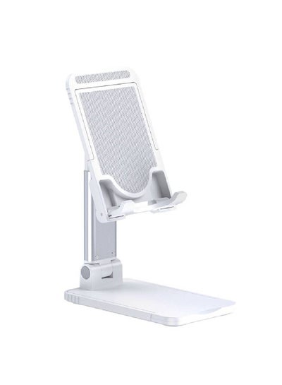 Retractable Foldable Desktop Phone And Tablet Stand White