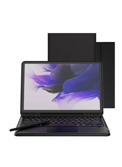 Keyboard Case for Samsung Galaxy Tab S7 FE 12.4" 2021 - Smart Wireless Waterproof Detachable Magnetic Tablet Trackpad Keyboard Cover for S7 FE SM-T730/T736 with S Pen Holder