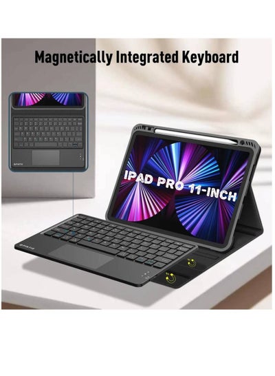 Touchpad Magnetically Detachable Bluetooth Keyboard Soft TPU Back Case Cover For iPad Pro 11 inch (2022/2021/2020) Black