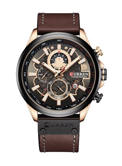 Curren 8380 Leather Chronograph Sports Wrist Watch - Brown/Black