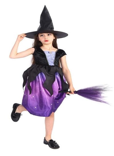 Brain Giggles Witch Costume Purple Costume for Girls Witch Dress with Hat Cosplay Outfit for Kids Themed Party X-Large