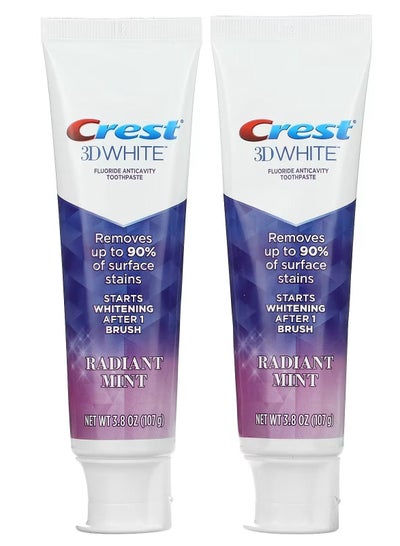 2-Piece 3D White Fluoride Anti Cavity Radiant Mint Toothpaste