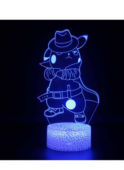 3D Illusion Go Pokemon Night Light 16 Color Change Decor Lamp Desk Table Night Light Lamp Pokachu in Wild West for Kids Children 16 Color Changing with Remote