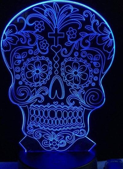 3D Illusion Lamp LED Multicolor Night Light Wholesale Creative Artistic Visualization Flower Skull Crossbones Hologram Head Halloween Decor Toy