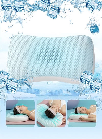 Comfortable Sleeping Pillow Wave shaped Cervical Pectin Pillow with High Elasticity Cooling Gel