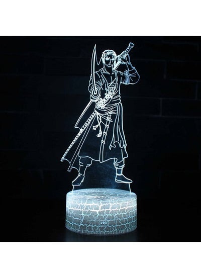 Anime Roronoa Zoro 3D Night Light, Manga Figure Luffy Zoro Touch Bedside Lamp 16 Color Bedroom LED Night Light, Anime Luffy 3D Desk Lamp for Birthday New Year to Boys/Girls/Fans