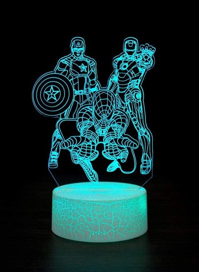3D Illusion Multicolor Night Light Desk Lamp  7/16 Colors Auto Gradual Changing USB Powered LED Lights with Touch Switch for Kids Gifts Home Decoration  Captain