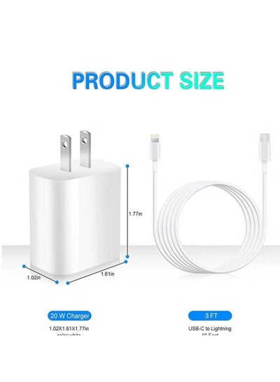 iPhone 13 Fast Charger【Apple MFi Certified】20W USB C Fast Charger Block PD Wall Plug Charger with 3FT Type C to Lightning Cable for iPhone 13/13 Pro/13 Pro Max/12/12 Pro/11/11 Pro/XS Max/XR/AirPods