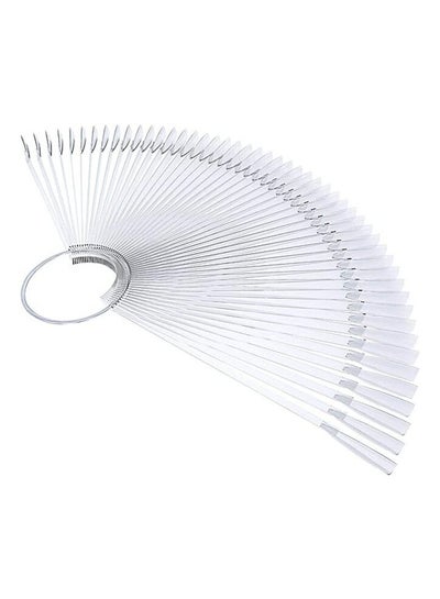 Fan Shaped Transparent 50 Nail Art Tips Sticks With Metal Ring