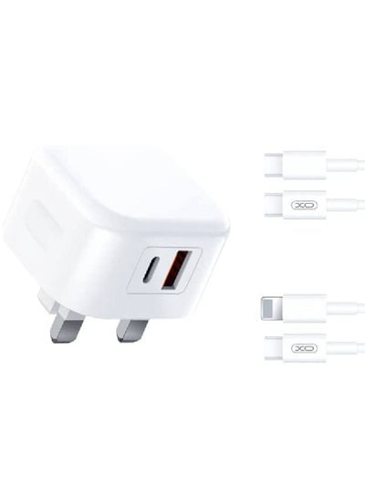 XO L98 Quick Suit Adapter PD Output Type-C 20W, QC USB Output 18W 1000mm cable for mobile phone (Lightning)