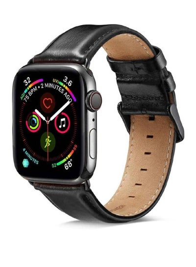 Replacement Genuine Leather Strap For Apple Watch Series 7/6/5/4/3/2/1/SE 41mm 40mm 38mm Black