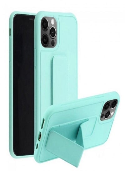 iPhone 11 Pro Max - New Silicone Cover with 2 in 1 Finger Grip and Phone Stand - Green