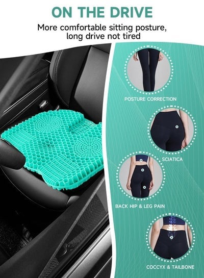 Gel Seat Cushion with 3D Octagonal Honeycomb and dense Ring Design, Cooling Seat Cushion for Desk Home Car Wheelchair, Sciatica Tailbone and Back Pain Relief