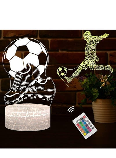 Soccer Night Light,3D Football Illusion Lamps for Boys,2 in 1 with Remote and Smart Touch 7 Colors+16 Colors Changing Acrylic Light,Best Holiday Gift for Boy Girl Kid