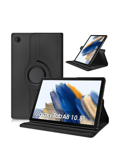 Galaxy Tab A8 10.5 Case - 360 Degree Rotating Stand [Auto Sleep/Wake] Folio Leather Smart Cover Case Black