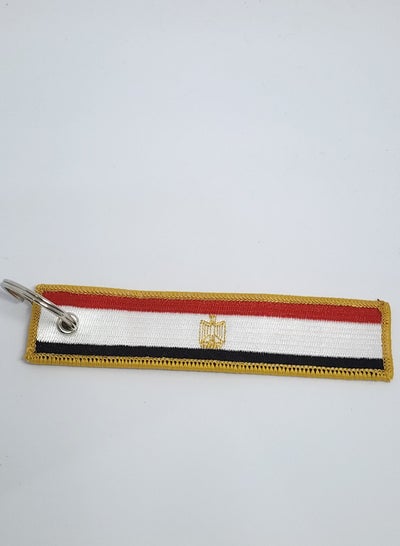 Egypt Flag Keychain Tag with Key Ring, EDC for Motorcycles, Scooters, Cars and Gifts Flag Key Chain, 100% Embroidered