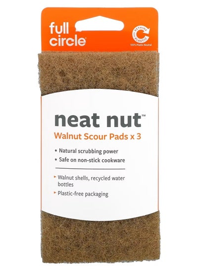 Full Circle Neat Nut Walnut Shell Scour Pads 3 Pack