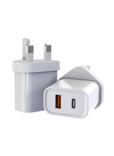 Dual Ports Wall Charger for Samsung Galaxy iPhone iPad Other Tablets Macbook Air 30W USB C PD Charging Port and an 18W USB Port for the Second Phone White