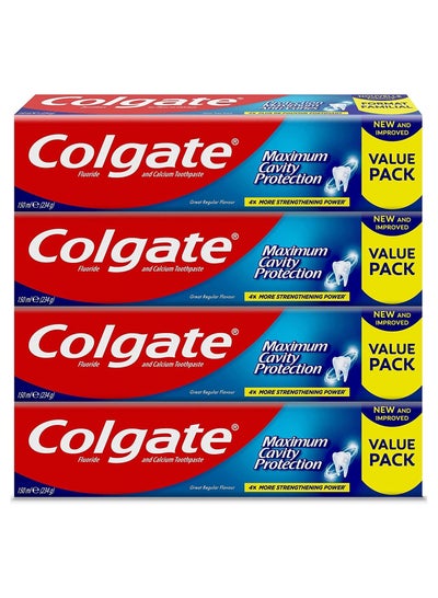 Maximum Cavity Protection Great Regular Flavour Toothpaste - 150Ml - 4 Pack
