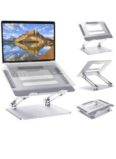 Laptop Stand for Desk with Stable Heavy Base, Adjustable Height Multi-Angle, Ergonomic Aluminum Holder with Heat-Vent, Foldable PC stand, Compatible Stand for Laptop up to 17.3 inches