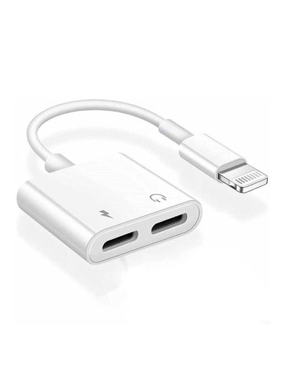 iPhone Headphones Adapter & Splitter, 2 in 1 Dual Lightning Charger Cable Aux Audio Adapter Converter for iPhone 12/11/XS/XR/X/8/7/6/iPad, Support Calling+Charging+Music Control