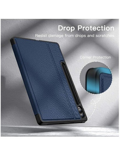 Case For Samsung Galaxy Tab S9 Plus 12.4-Inch with S Pen Holder, Slim Folio Stand Protective Tablet Cover, Multi-Angle Viewing Blue