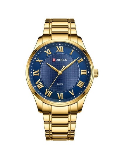 Curren 8409 Blue Roman Dial Golden Chain Men’s Luxury Watch - Gold / Blue