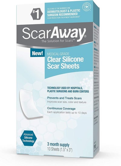 Clear Silicone Scar Sheets, White, 10 Count