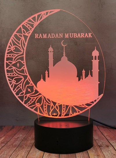 Islamic Ramadan Mubarak Eid Decorative 3D LED Multicolor Night Light for Girl Bedroom Moon Castle Shape Touch Remote Lamp for 16 Color Change + 4 Flash Modes Creative Gift Toy