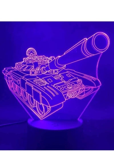 3D Illusion Multicolor Night Light 7/16 Color Change Tank Cannon Touch Button USB Nightlight Unique Visualization Lighting Effects Art Sculpture Light