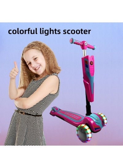3 Wheel Foldable Kick Scooter for Kids with Colorful  Lights