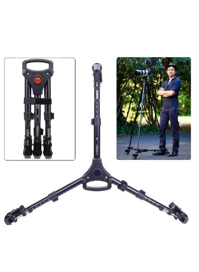 3 Wheels Pulley Universal Foldable DSLR Camera Tripod Dolly Base Stand