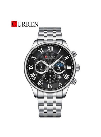 Curren 8427 Original Brand Stainless Steel Band Wrist Watch For Men - Silver/Black