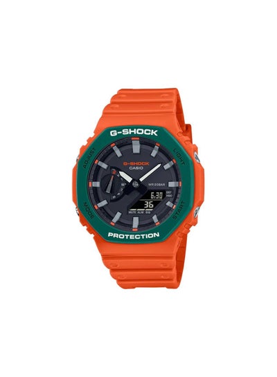 Casio Unisex Watch G-Shock Analog Digital Two Tone Bezel Black Dial Resin Band GA-2110SC-4ADR Orange