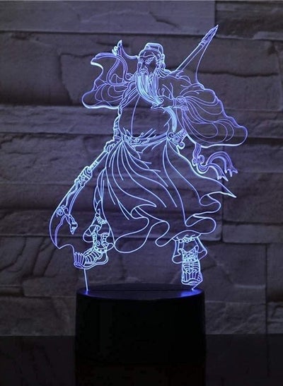 Ancient Chinese Hero Guan Yu 3D Multicolor Night Light Unique LED Magic Light 7/16/16 Color Change Bedroom Decoration Light Children s Christmas Birthday Gift Toy