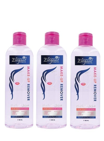 Elegant Makeup Remover 480ml Micellar Water Makeup Remover Cleanses & Soothes Without Clogging Pores No Rinse Needed Oil-Free & Natural Ingredients 6.76 fl oz Ounce Pack of 3