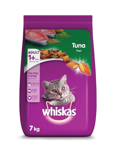 Whiskas Tuna Dry Food, for Adult Cats 1+ Years, Formulated to Help Cats Maintain a Healthy Digestive Tract and Sustain a Healthy Weight, Complete Nutrition & Great Taste, Bag of 7kg