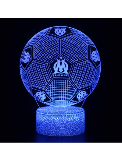 Five Major League Football Team 3D LED Multicolor Night Light Touch 7/16 Color Remote Control Illusion Light Visual Table Lamp Gift Light Team Droit Au But Marselle