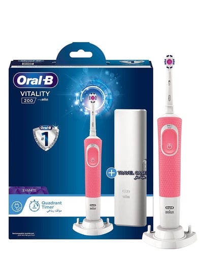 Vitality 200 Electric Rechargeable Toothbrush With Travel Case Pink